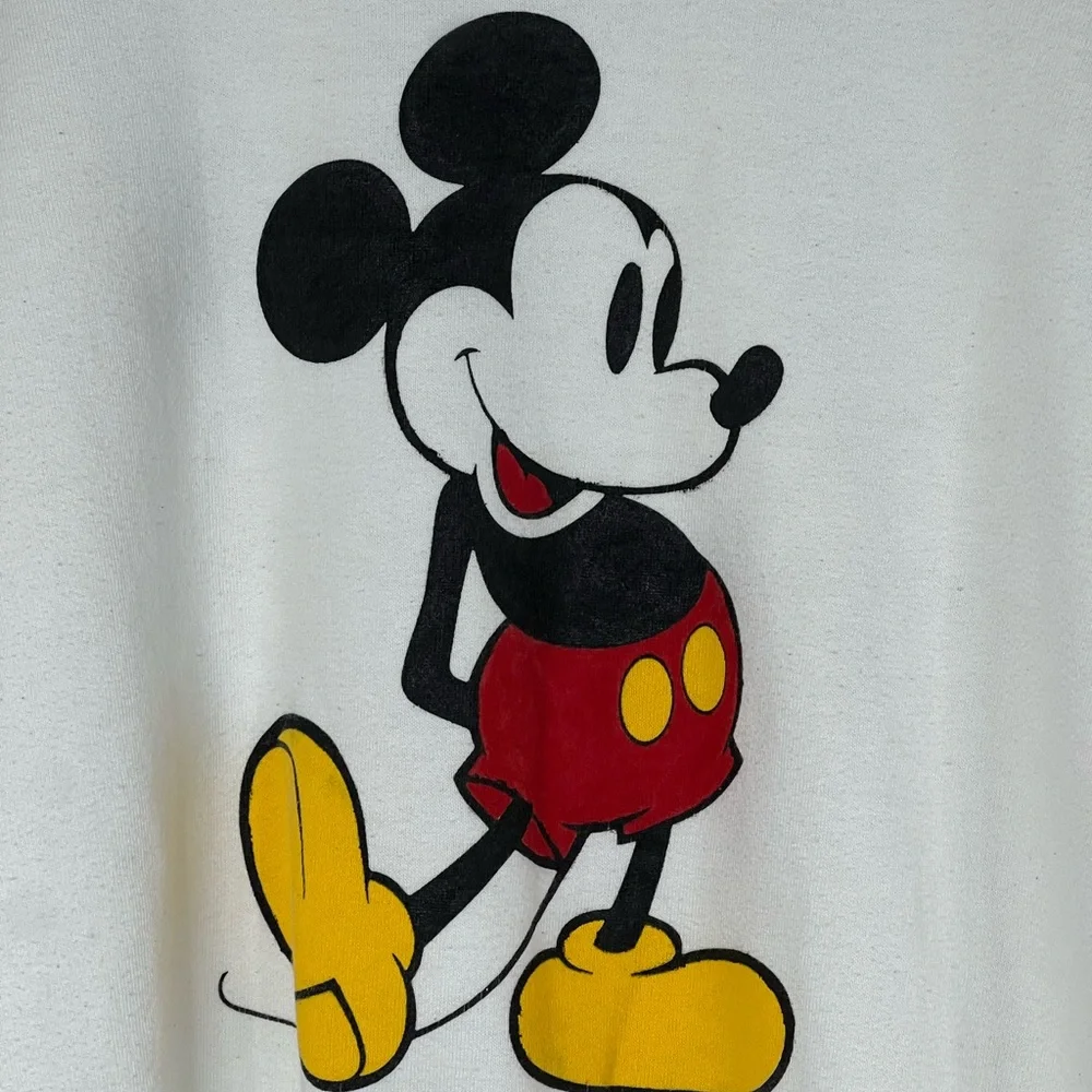 Vintage Disney Mickey Mouse Sweatshirt White Graphic Pullover Fleece